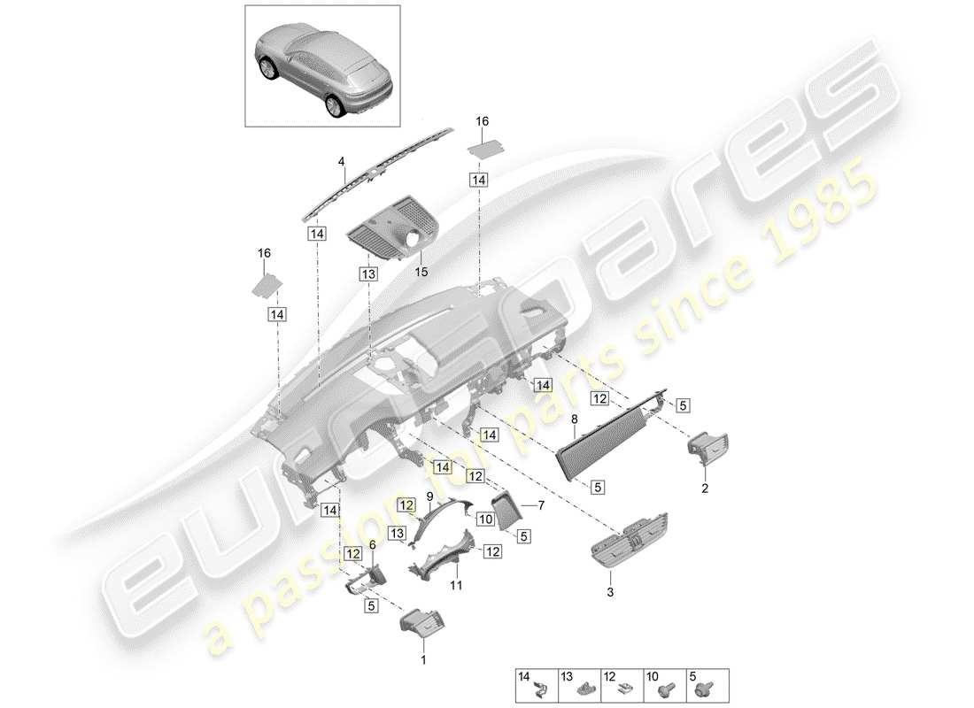 porsche macan (2020) accessories part diagram