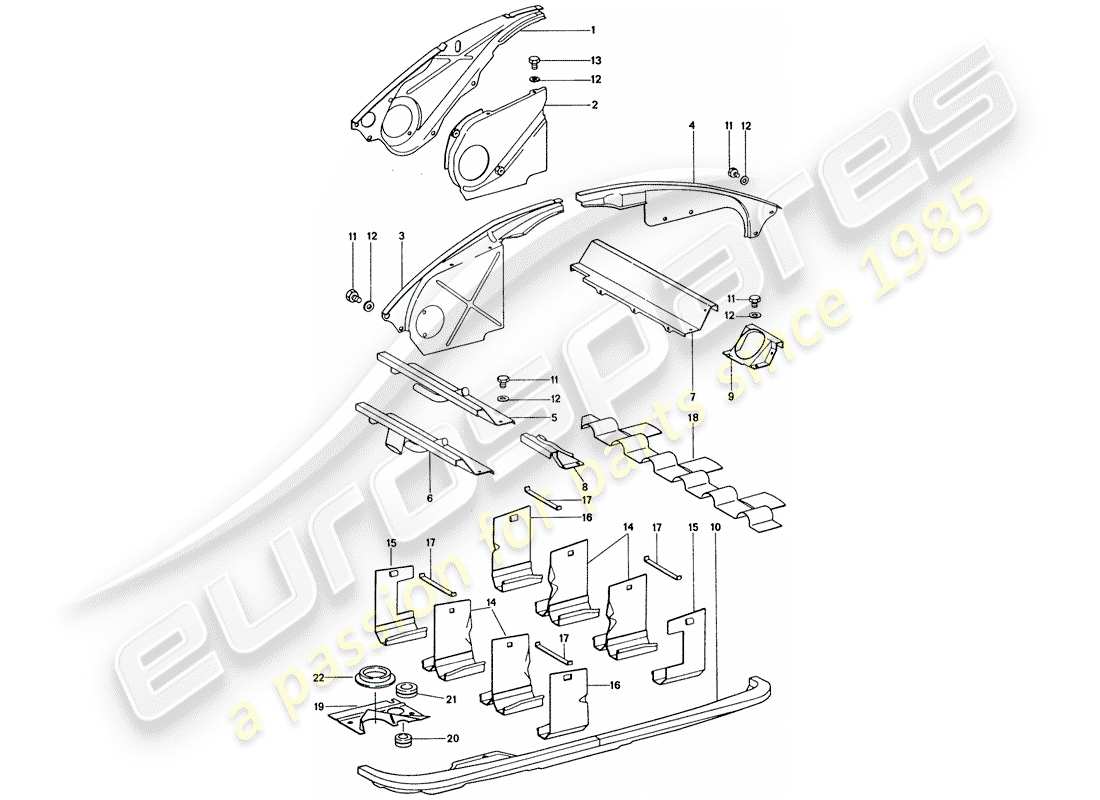 porsche 911 (1977) air duct - engine cover part diagram