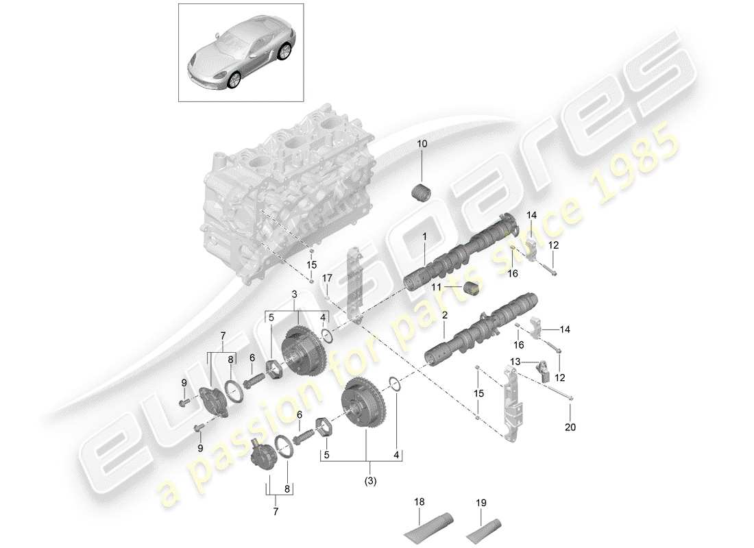 porsche 718 cayman (2020) camshaft parts diagram