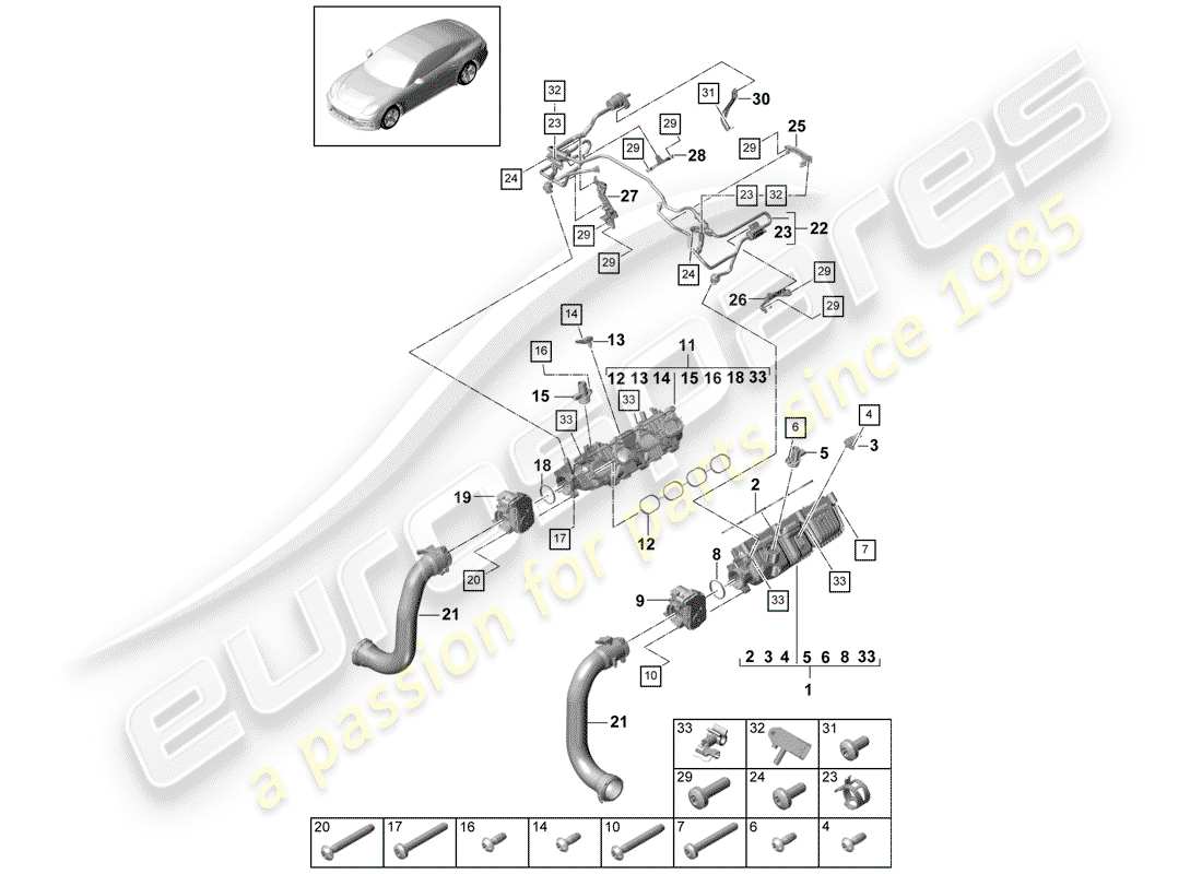 porsche panamera 971 (2019) intake pipe part diagram