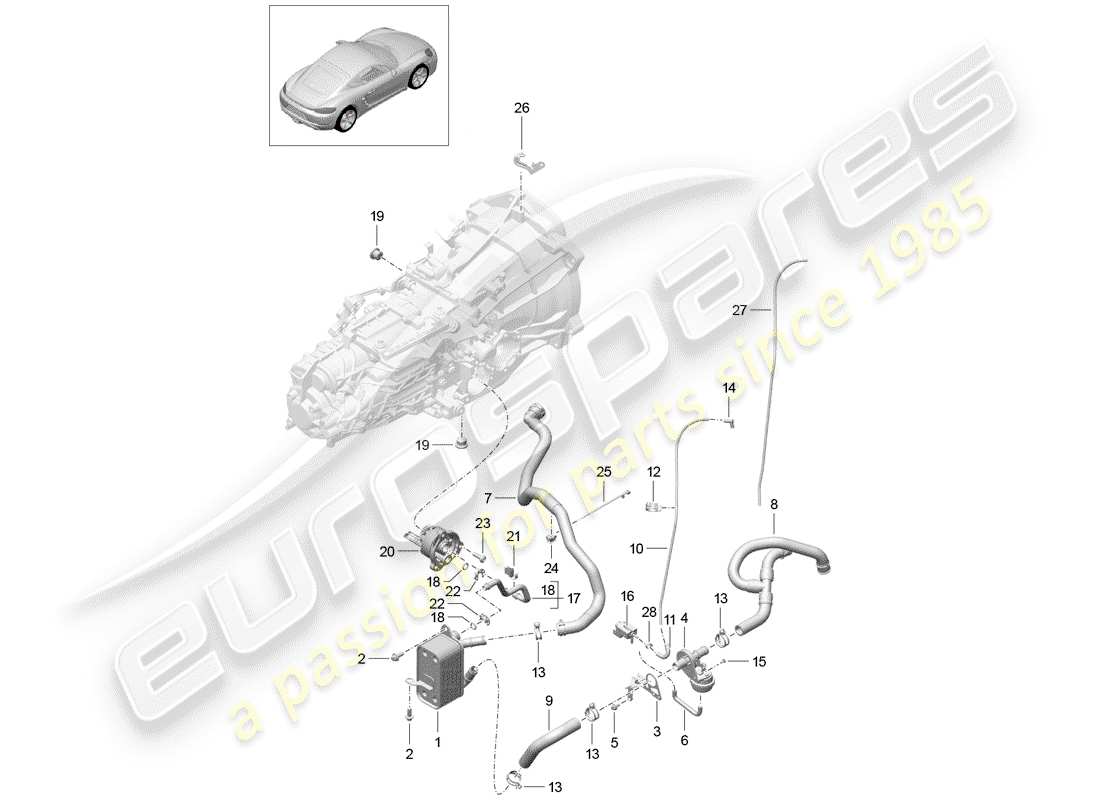 porsche 718 cayman (2020) manual gearbox parts diagram