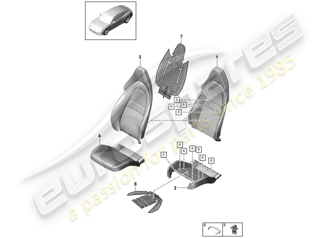 porsche panamera 971 (2019) seat parts diagram