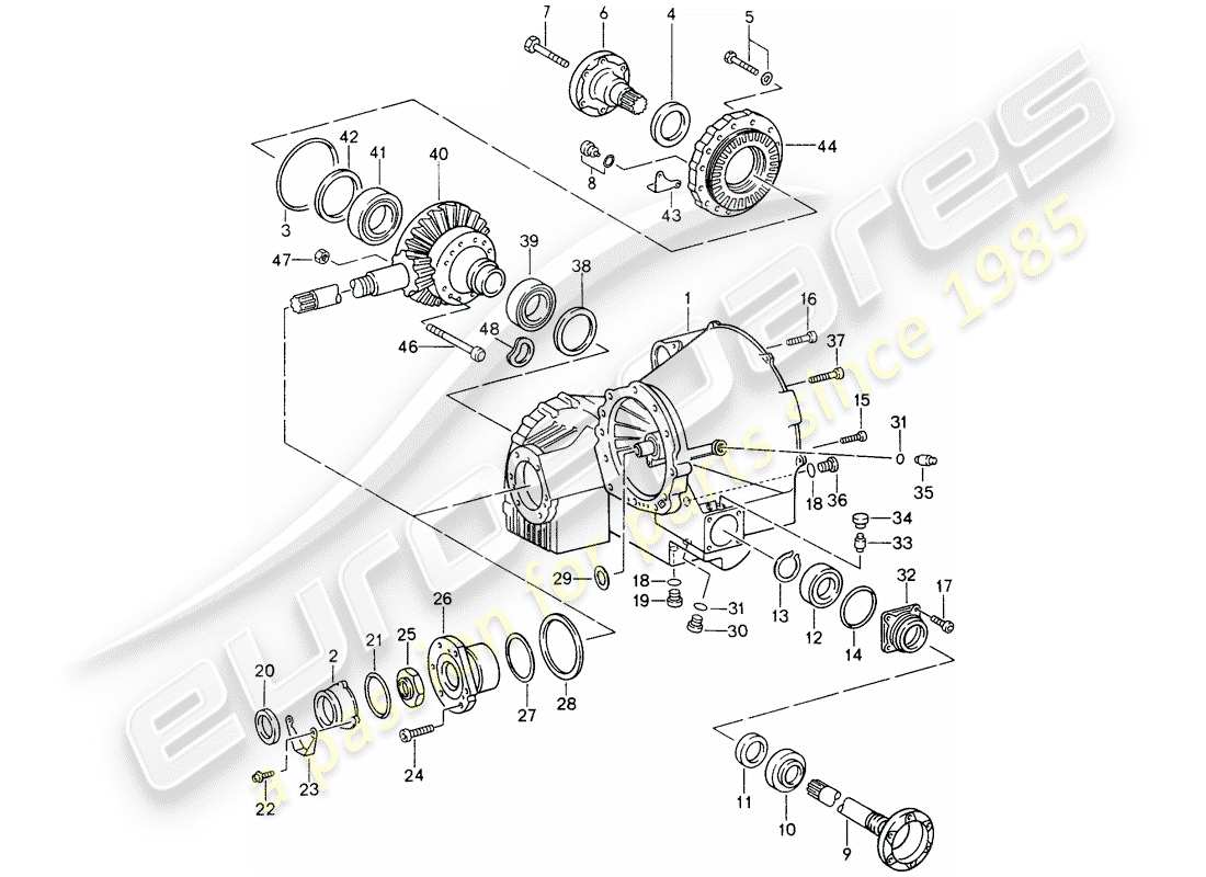 porsche 993 (1996) tiptronic - differential - differential case part diagram