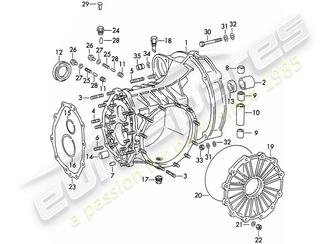 porsche 911 (1972) transmission case - typ 915 - d - mj 1972>> part diagram