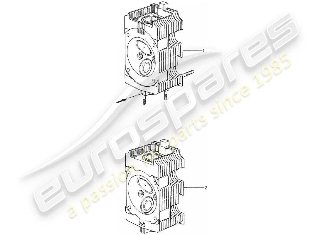 porsche replacement catalogue (1975) cylinder head part diagram