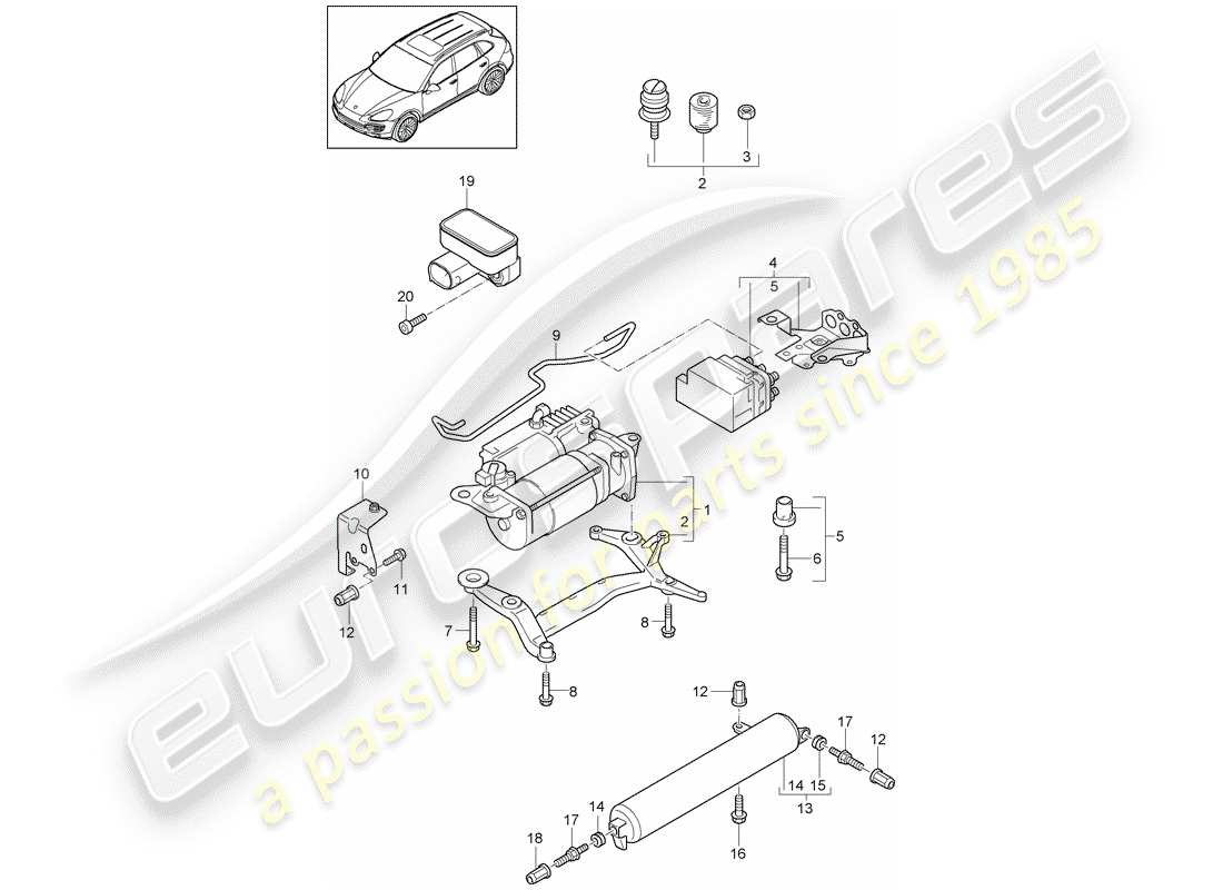 porsche cayenne e2 (2018) self levelling system part diagram