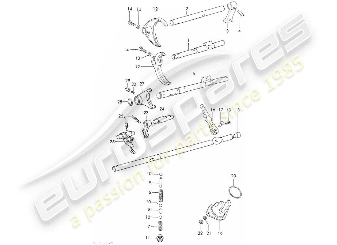 porsche 911 (1972) shift rods - shift forks - typ 925 - sportomatic - d - mj 1972>> part diagram