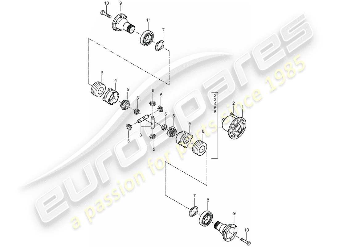 porsche 996 t/gt2 (2004) limited slip differential parts diagram