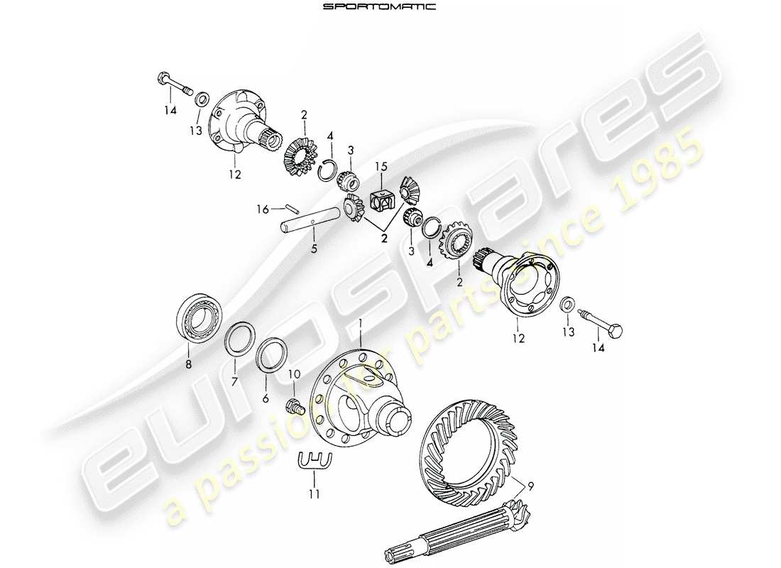 porsche 911 (1973) differential - for - sportomatic - typ 905 part diagram