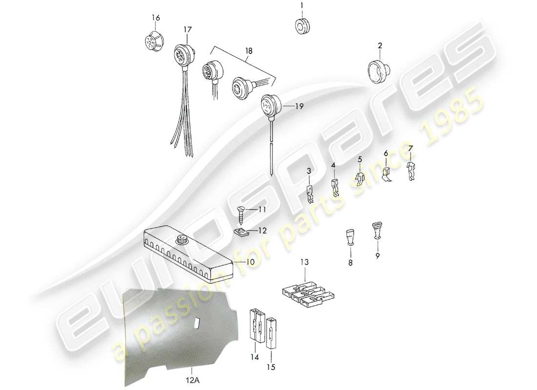 porsche 1971 (911) grommets - connector parts diagram