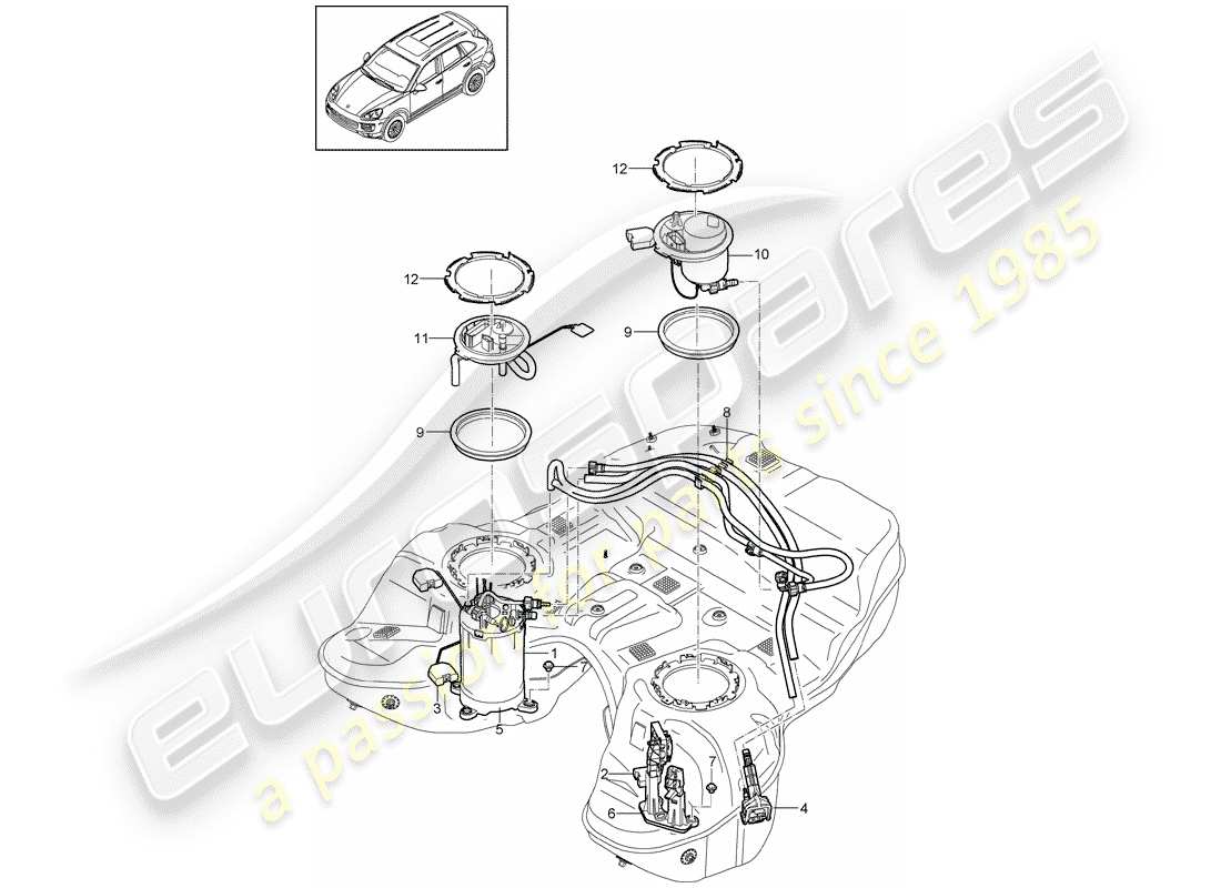 porsche cayenne e2 (2011) fuel tank part diagram