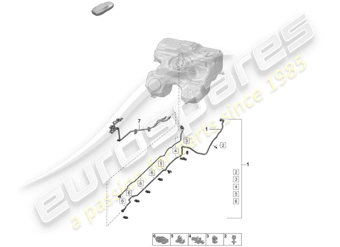 porsche 992 (2020) fuel line part diagram