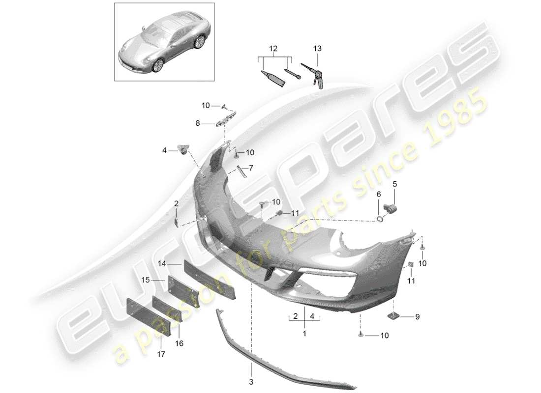 porsche 991 gen. 2 (2019) bumper part diagram