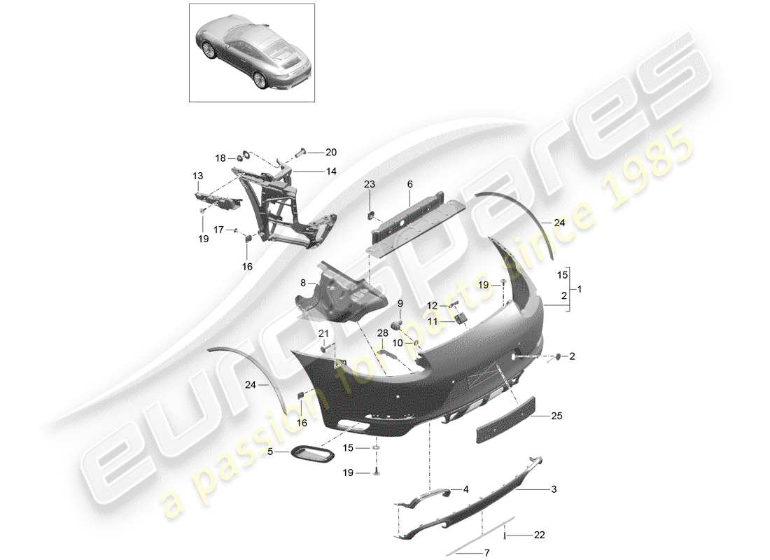 porsche 991 gen. 2 (2019) bumper part diagram