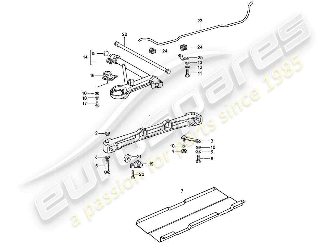 porsche 911 (1989) front axle - stabilizer part diagram