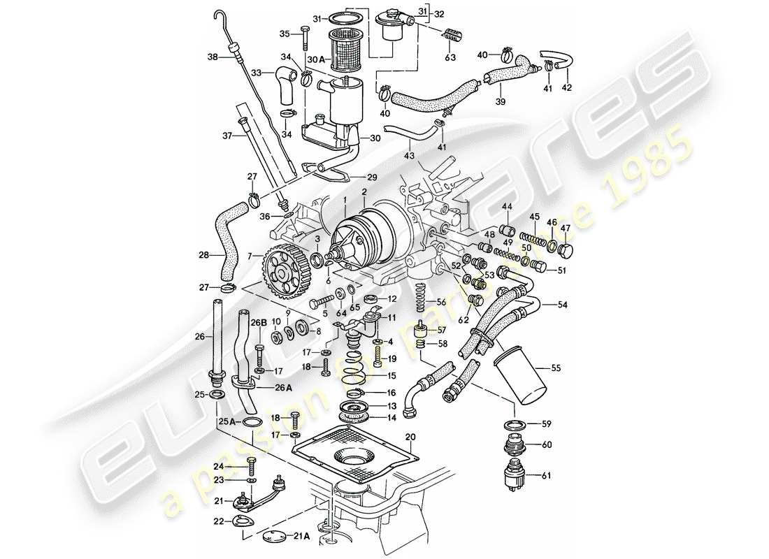 porsche 928 (1979) engine lubrication part diagram