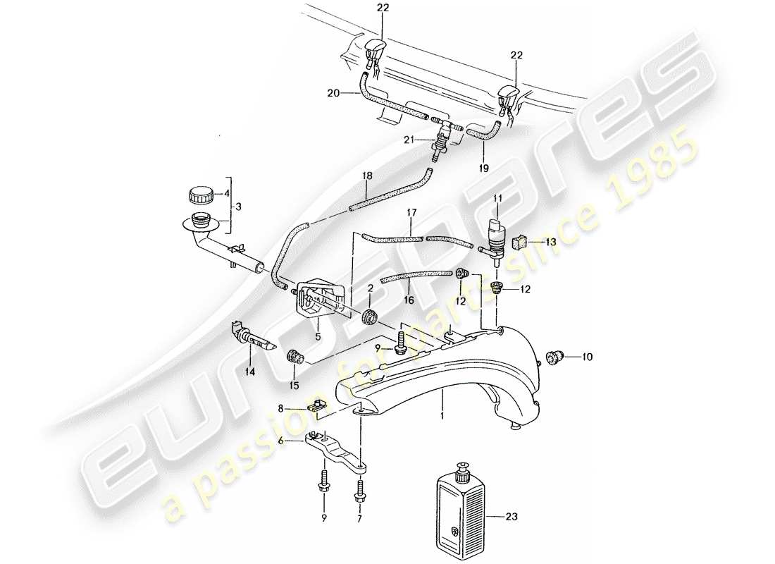 porsche 996 (2004) windshield washer unit parts diagram