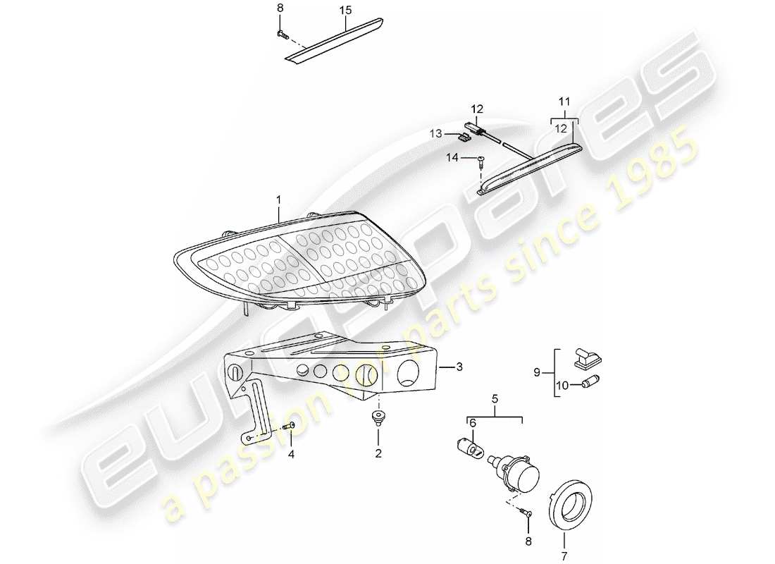 porsche carrera gt (2006) rear light - license plate light - additional brake light part diagram