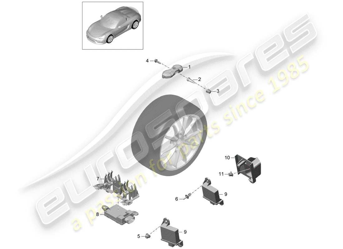 porsche 2016 tire pressure control system part diagram