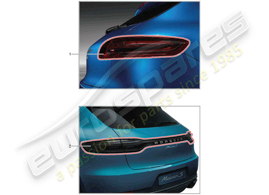 porsche tequipment macan (2017) rear light part diagram