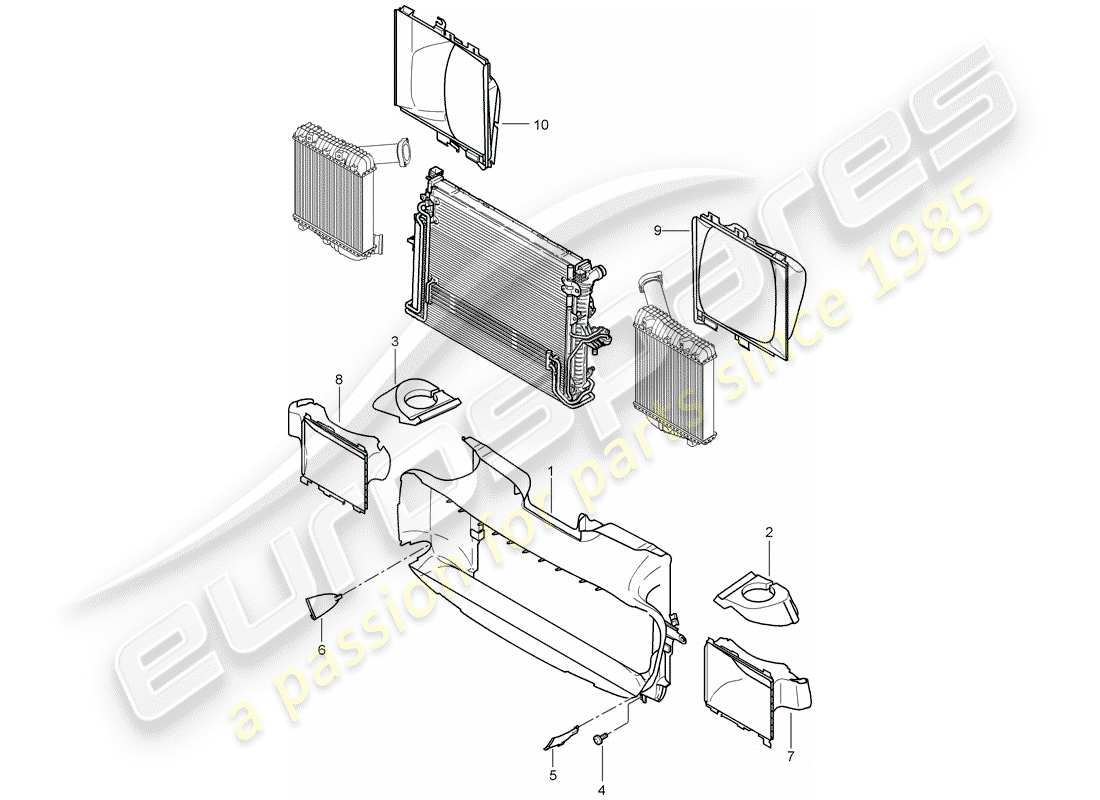 porsche cayenne (2008) cooling air duct part diagram