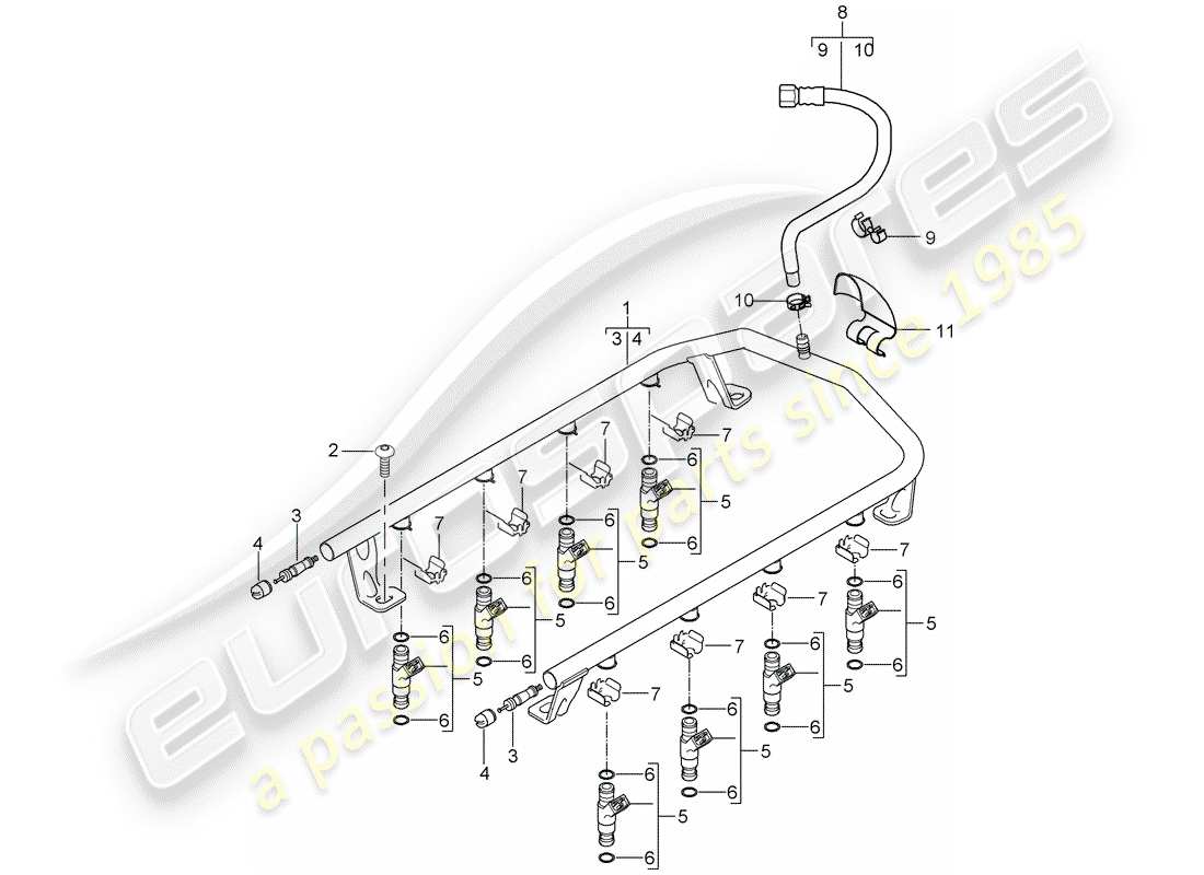 porsche cayenne (2006) fuel collection pipe part diagram