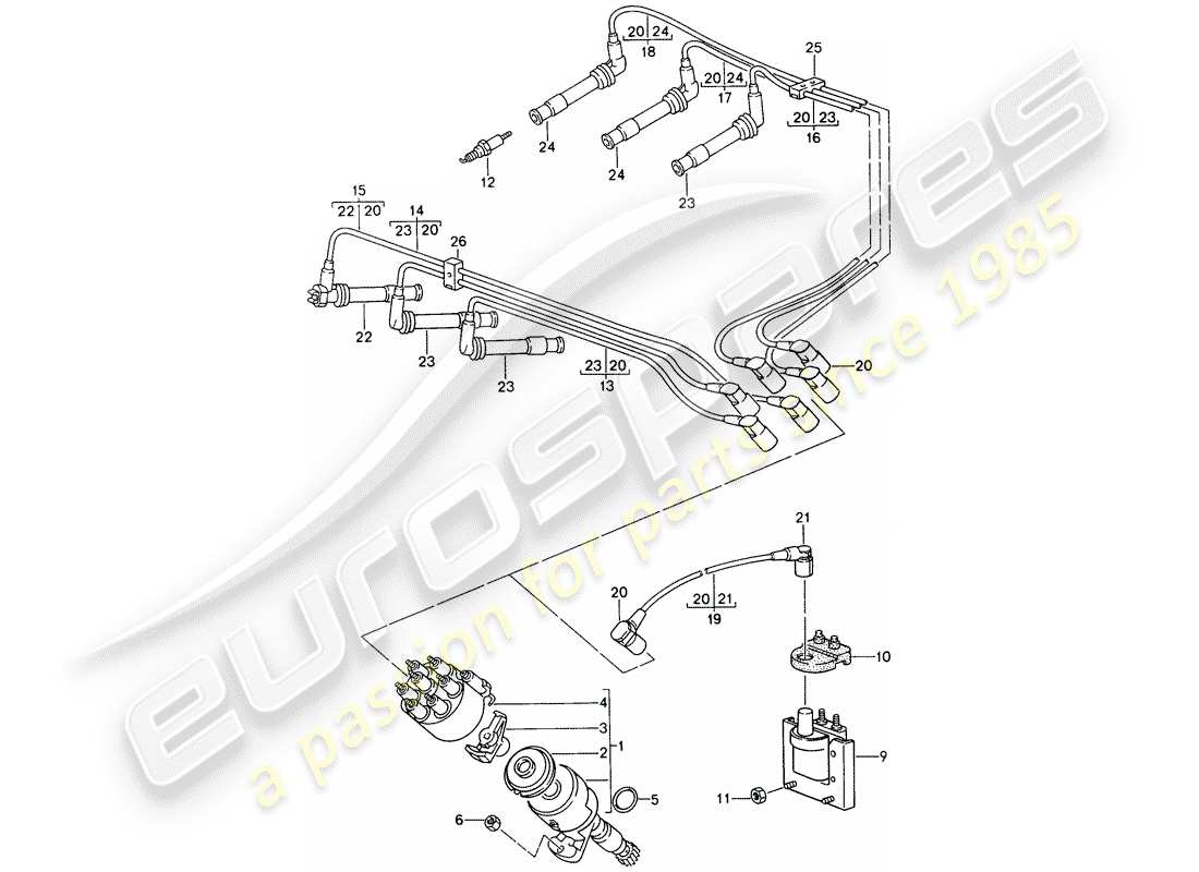 porsche 993 (1998) engine electrics part diagram