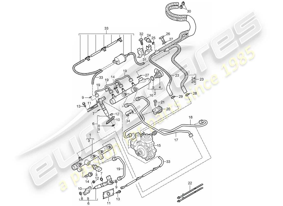 porsche cayenne (2008) fuel collection pipe part diagram