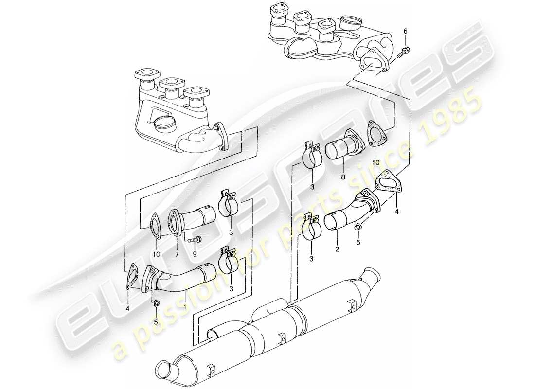 porsche 993 (1998) exhaust system - repair kits - see technical information - group 2 - nr. 2/98 part diagram