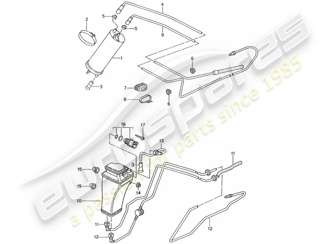 porsche 993 (1998) evaporative emission canister part diagram