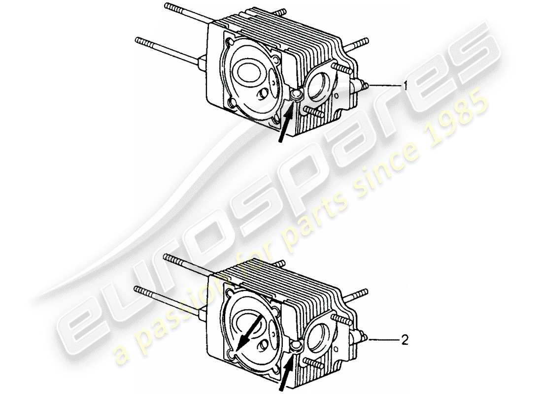 porsche replacement catalogue (1975) cylinder head part diagram