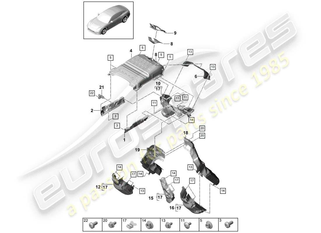 porsche panamera 971 (2020) exhaust system parts diagram