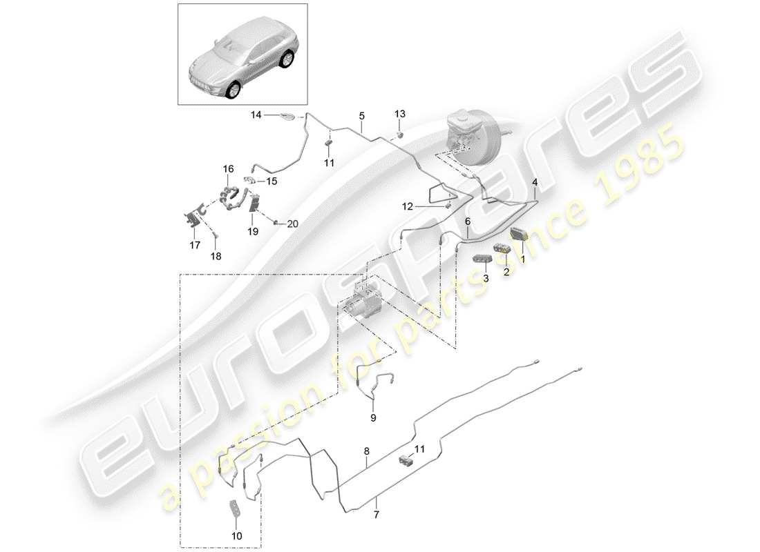 porsche macan (2017) brake line parts diagram