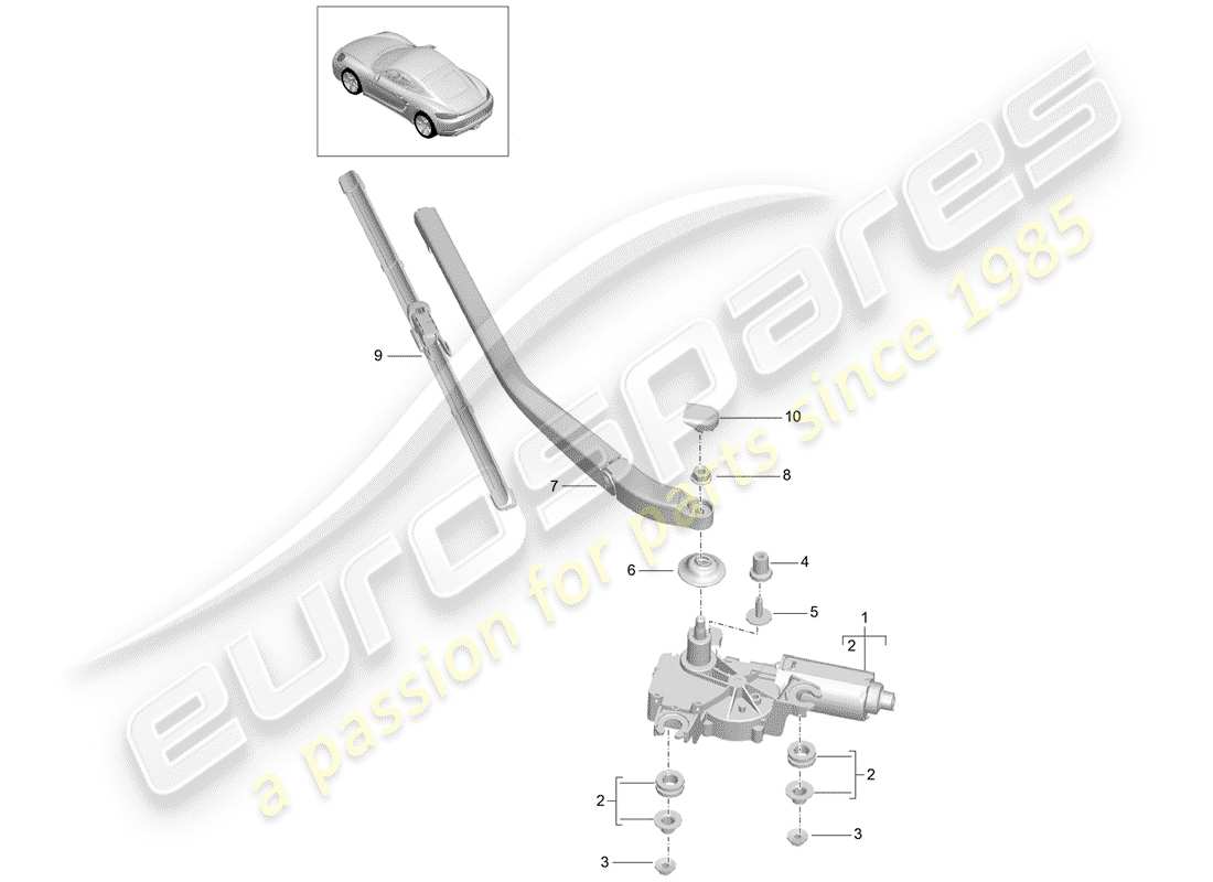 porsche 718 cayman (2019) rear window wiper parts diagram