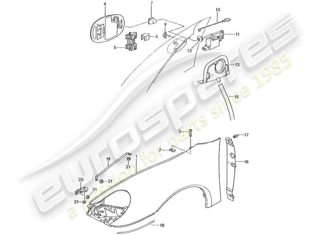 porsche 996 gt3 (2004) fender part diagram