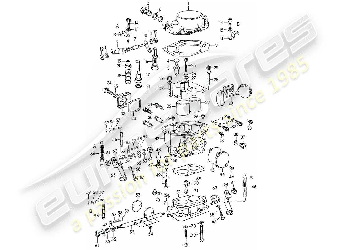 porsche 356b/356c (1961) single parts - for - carburetor - pallas - zenith 32 ndix part diagram