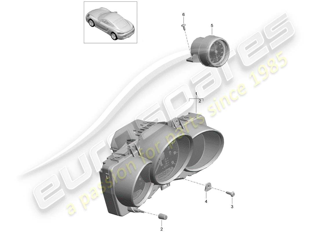 porsche 718 cayman (2018) instrument cluster parts diagram