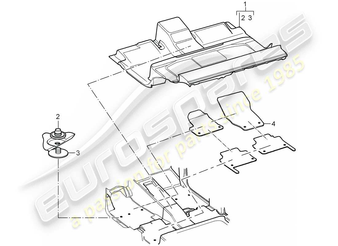 porsche cayenne (2009) floor cover part diagram