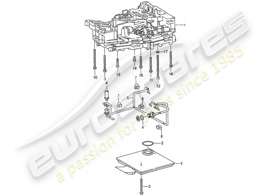 porsche 993 (1995) tiptronic - oil strainer - inductive sender - fasteners - for - switch unit part diagram