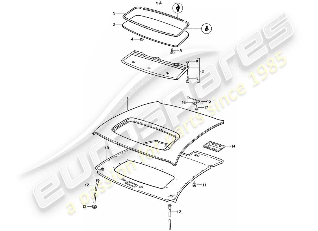 porsche 928 (1981) electric - sunroof parts diagram