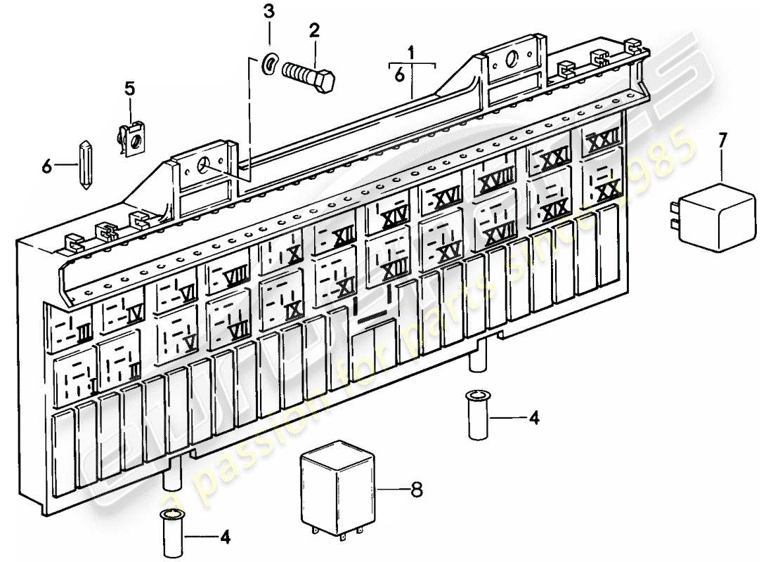 porsche 928 (1979) fuse box/relay plate - relay - fuse parts diagram
