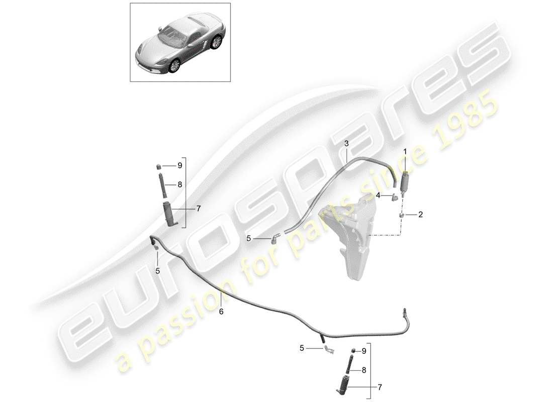 porsche 718 boxster (2019) headlight washer system parts diagram