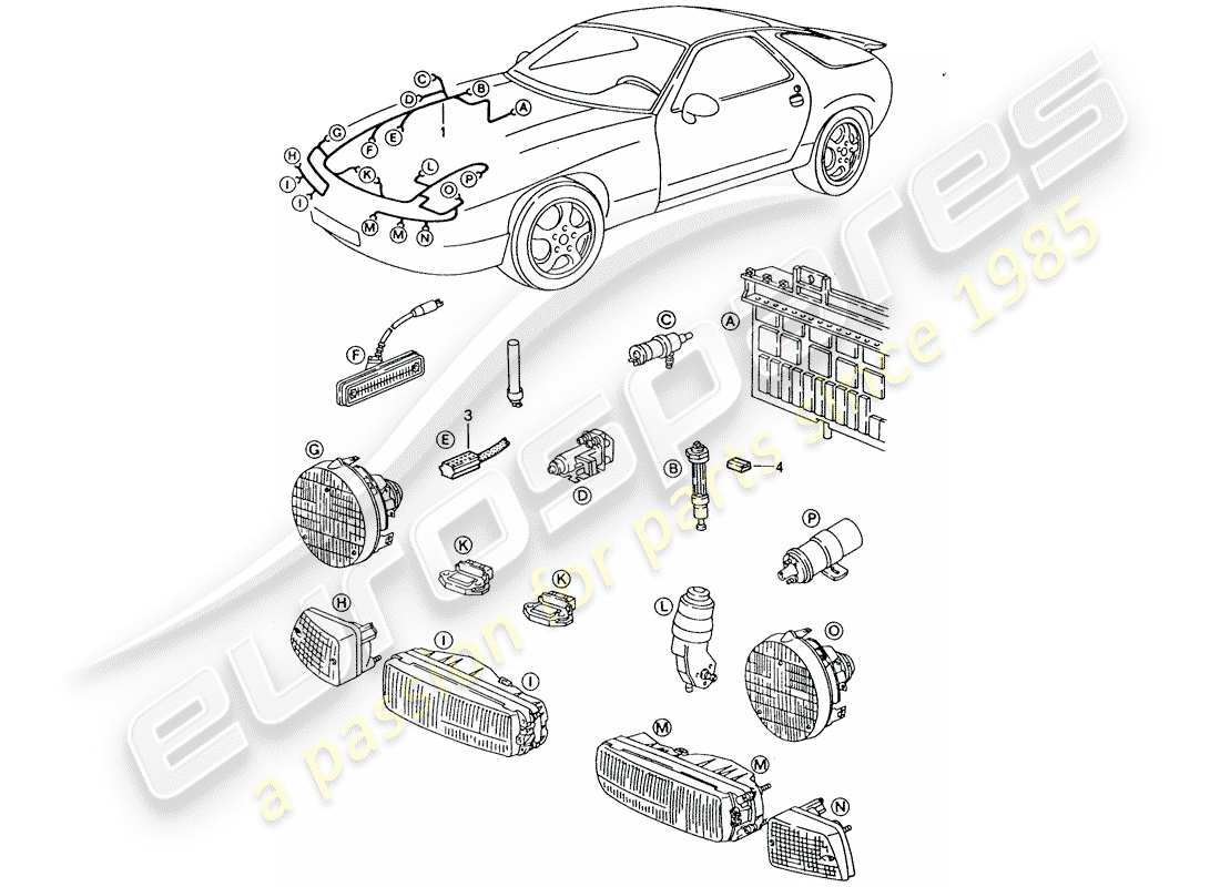 porsche 928 (1992) harness parts diagram