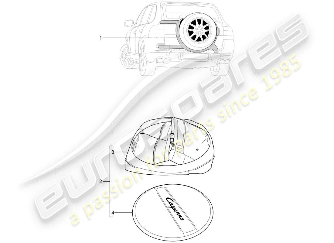 porsche tequipment cayenne (2020) bracket for spare wheel part diagram