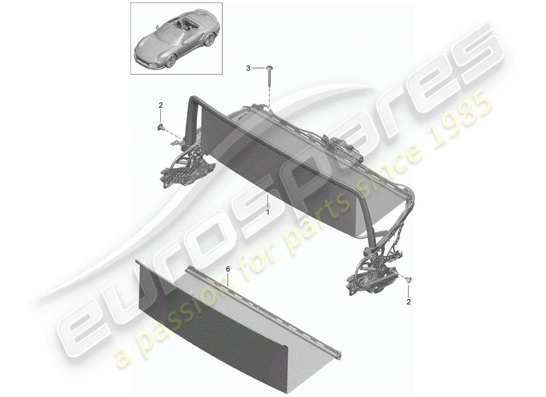 porsche 991 t/gt2rs windscreen part diagram