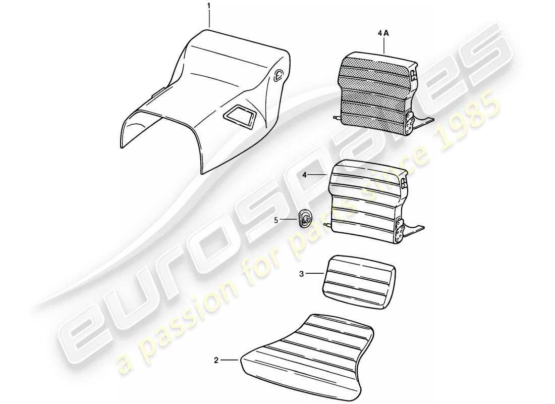 porsche 928 (1983) emergency seat - lining - tunnel - without: - stowage box - d >> - mj 1984 part diagram