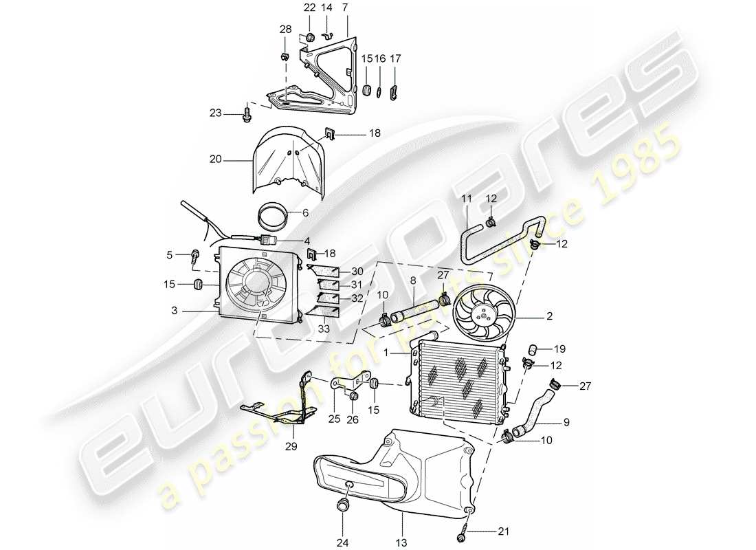 porsche 996 (2004) water cooling parts diagram