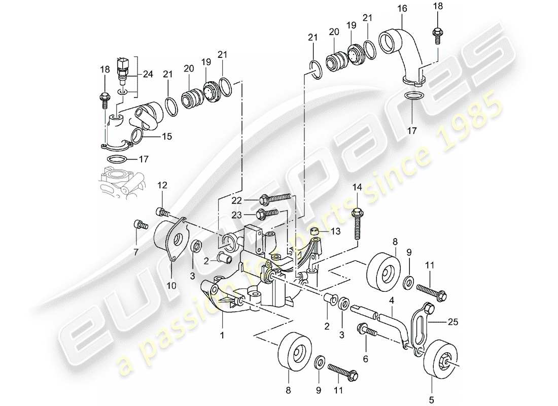 porsche 996 gt3 (2001) belt tensioner - belt drive part diagram