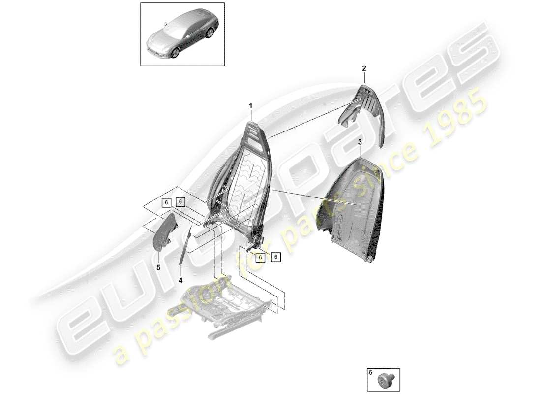 porsche panamera 971 (2019) backrest part diagram