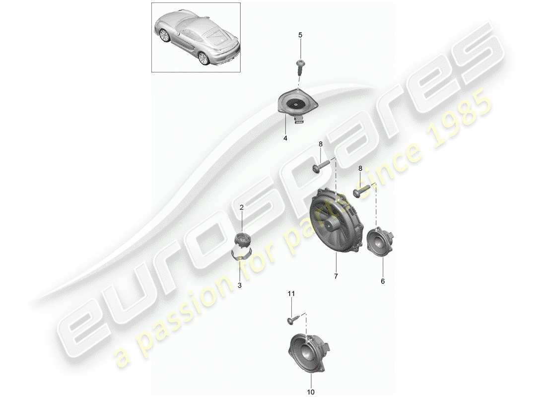 porsche 2016 loudspeaker part diagram